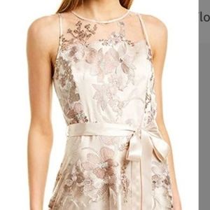 Tahari Floral Rose Gold Gown